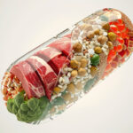 vista-de-alimentos-saludables-envasados-en-un-recipiente-en-forma-de-pastilla